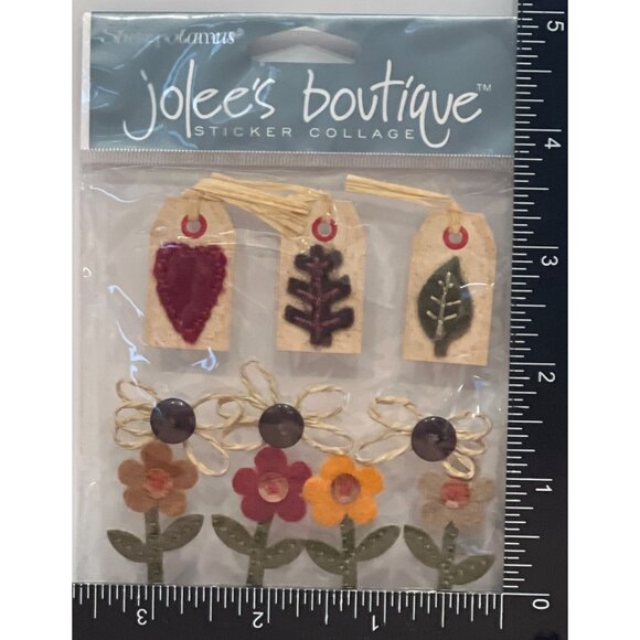 Jolees Sticker Collage Autumn Crafts SPJB029 Felt Flower Leaf Button Tag - Picture 3 of 5